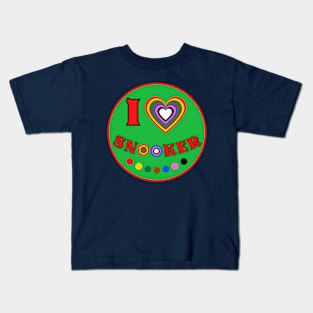 I Heart Snooker Colorful Balls Hearts 3 Kids T-Shirt